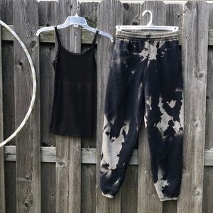 Bleach Dyed Tank & Sweatpants set